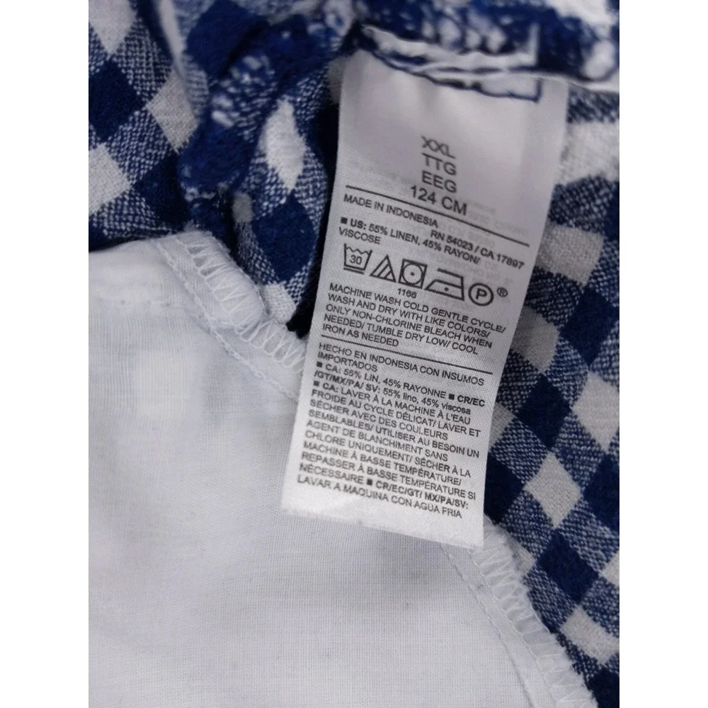 Old Navy Shift Dress Womens XXL Blue Gingham Linen Blend Sleeveless Pockets - Picture 7 of 8